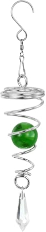 PATIKIL 8 Gazing Kugel Spirale Ende Dekorative Windräder 1 Kristallglas Kugel mit Hänger Drehhaken für Innen Außen Garten Dekoration Grün