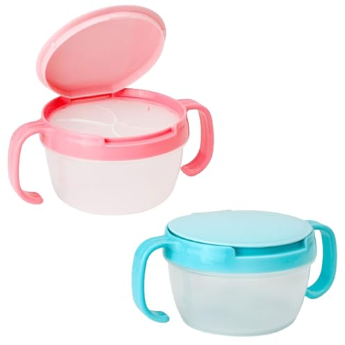 Tasse à Collation Goûter Récipient Bébé Goûter Bol Bébé bol anti renversement bebe avec Double Poignées et Couvercle,Sans BPA,Passent au Lave-Vaisselle,Étanchéité à la Poussière et aux Déversements