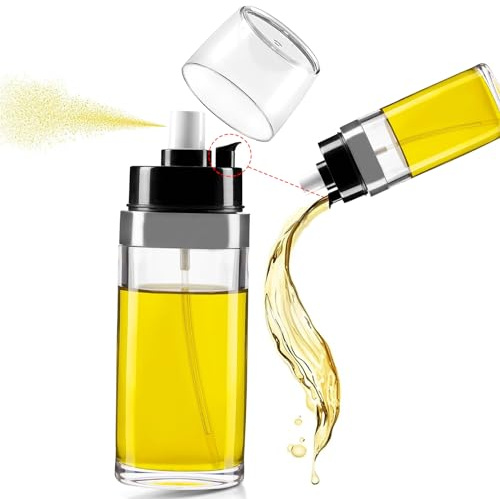 RUNQIN OUTDOOR Kitchen Oil Spray with Pourer, 150ml Oil Spray Bottle and Normal Oil Bottle with 2 in 1 Pour Spout Function, Sprayer for Barbecue, Grilling, Cooking, Cooking, Pastry, Salads, Pasta