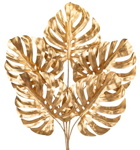 Oairse 5er-Set Künstlichen Fensterblatt Kunstpflanzen Monstera-Blätter wie echt für Boho-Hochzeitsdeko, Tropische Palmblätter-Dekoration für Zuhause, Haus, Party, Küche, DIY-Blumenarrangement