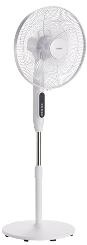 VonHaus 42 cm Standventilator – Ventilator Leise mit Ferbedienung, 24 Geschwindigkeiten, 3 Modi, 15-h-Timer, 80°-Schwenkfunktion, Einstellbare Höhe, LED, 5 Blätter – für Zuhause oder Büro