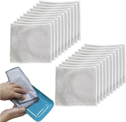 Trapos multiusos de alambre for lavar platos húmedos y secos, paño de cocina multifuncional de alambre antiarañazos, toalla for platos de alambre de metal japonés, trapos de limpieza for fregar sin ra