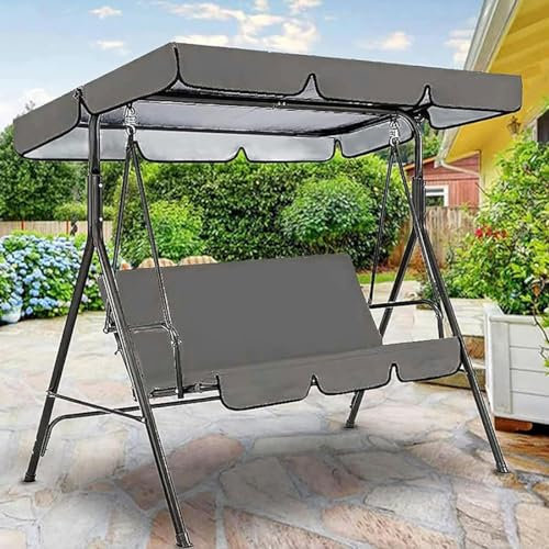 HAILM Ersatz-Schaukelsitzbezug, Wasserdicht, Ersatz-Set Für Gartenschaukelstühle, 3-Sitzbezüge Mit Schaukelüberdachung, Ohne Halterung,Grau,249x185x15cm