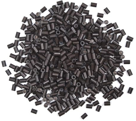 3.5 mm Copper Tube Micro Link Beads with Silicone Lined Micro Ring Hair Beads for I-Tip Hair Extensions (200 Pcs Dark Brown)
