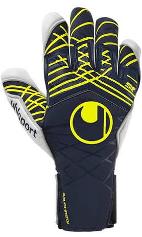 uhlsport Fußball Torwarthandschuhe Prediction Absolutgrip Skin Cut, 7, Marine/weiß/Fluo gelb
