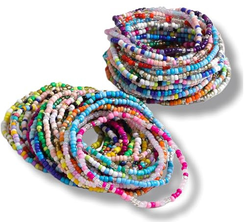 Veluxora Y2K bunte böhmische Glasperlen Armband Handkette für Mädchen Charm stapelbar elastisch stilvolle Perlen Fußkettchen Armbänder Set Sommer Strand Y2K Schmuck für modische Frauen,