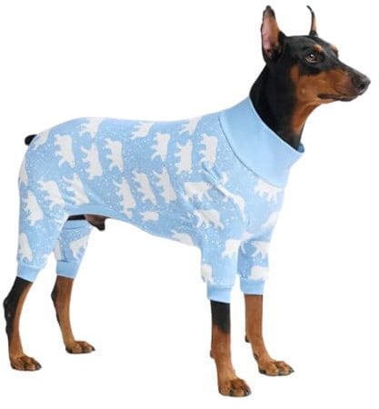 Spark Paws Hundepyjama, ultraweich und 4-Wege-Stretch, Erholungsanzug nach Operation, Schlafanzug Onesie für Kleine, Mittlere und Große Hunde - Polar Bear - 4XL