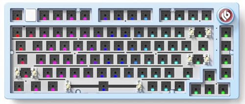 LEOBOG Hi75 Mechanical Keyboard Kit, Aluminum Barebones Keyboard Gasket Stucture, Hot-swappable Custom Keyboard, Wired Gaming Keyboard Frame with RGB Blacklit Programmable Keys for PC Mac Xbox - Blue