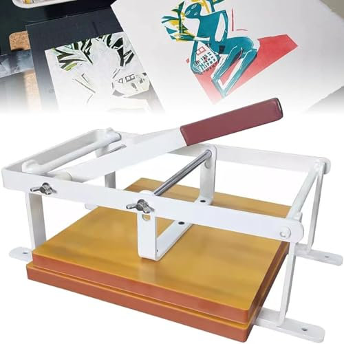 DPQYJPP Prensa Plana Manual,Prensa Linóleo 12 X 12 Pulgadas,Ajuste Altura,Prensa Palanca Manual,Impresión Tipográfica,para Tinta Bloques Madera,Corte Linóleo