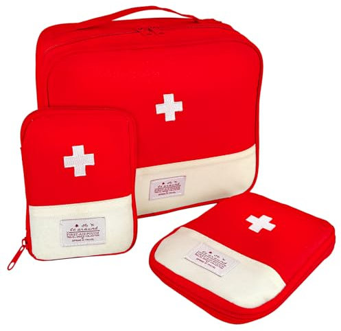 Medication Bag 3 Medicine Bags for Travelling Large & Small First Aid Pouch Empty First Aid Bag Portable Medicine Storage Bag Travel Medicine Bag Medical Bags Meds Bag for University Hiking Holiday