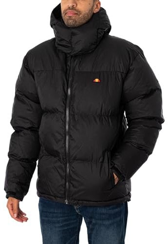 ellesse Herren Winterjacke - Dappiani, wattiert, Kapuze, Zipper, Logo, uni Schwarz XL