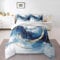 Blue Marble Comforter Set,Modern Abstract Bedding Set for Kids Girls Women,Adults Navy Blue Mixed Golden Lines Comforter,Watercolor Quilted Duvet Set Bedroom Collection Single Size 2Pcs