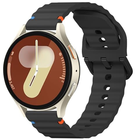 Yisica Correa para Samsung Galaxy Watch 7/FE/5/6/4/Active 2 40mm 44mm/5 Pro, 20mm Correa de Silicona Suave para Watch 4/6 Classic, Negro