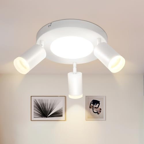 cupgow Deckenleuchte LED Deckenlampe 3 Flammig - Deckenstrahler Weiß Modern Wohnzimmerlampe 3000k GU10 20W Schwenkbar Flurlampe Deckenspot Rund für Schlafzimmer Küchen Büro
