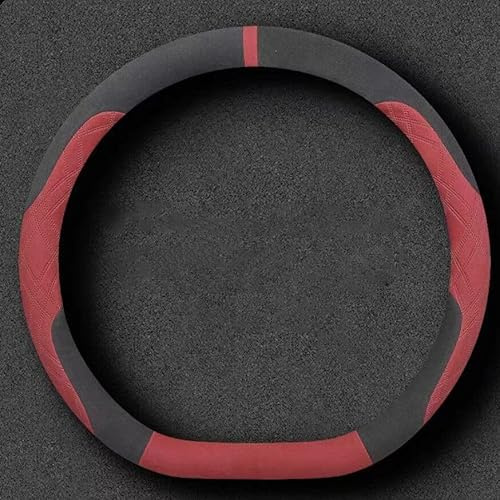 Lenkradbezug Auto für Mercedes-Benz GLC X253 C253 X254 C254 GLC F-Cell, Wildleder Auto Lenkradabdeckung Warm rutschfest Lenkradhülle Lenkradschutz,Black-Red-D Shape
