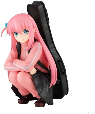 Goto Hitori Anime-Figur, 8 cm, mit Gitarren-Box, Goto Hitori, PVC-Actionfigur, hockendes Modell, Statue, Schreibtischdekoration, Ornamente