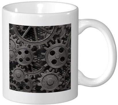 YXDVPALNE Impresión de engranajes de metal antiguos,Taza de cerámica Taza de cerámica Taza de té Tazas de café 330 ml