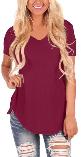 Tops Estivi Donna in Saldo Camicia Donna Taglia Comoda Divise Lavoro Sala Celeste Cotone T Shirts Verde Militare Maglie Bianca Maglietta Mezza Manica Fitness Lunga Maglia Tinta Unita Gialla