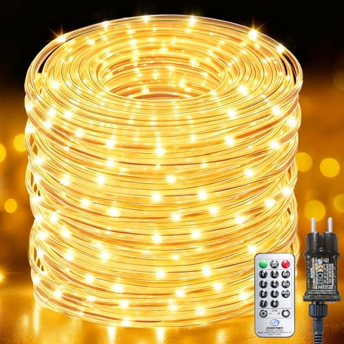 Bzavor 50M 1000 LED Lichterschlauch Außen mit Stecker Fernbedienung,Lichterkette Außen 8 Modi Dimmbar IP44 Wasserfest,Lichterschlauch Für Innen Außen Weihnachten Garten Terrasse Zaun Hof Deko Ø5mm