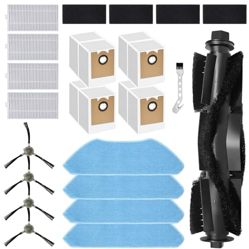 KiimSin Pièce de Rechange pour Lefant M2 / M2 Pro / M2S Pro / M2 Plus aspirateur Robot Accessoires, 1 Brosse Principale, 4 serpillières, 4 Sacs à poussière, 4 filtres, 4 brosses latérales