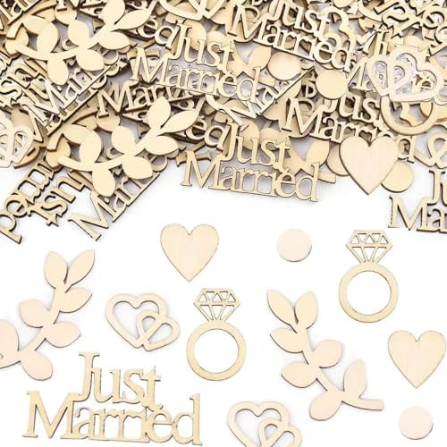 Konfetti Holz Hochzeitsdeko, 120 Stück Tischdeko Hochzeit, Streudeko Hochzeit, Hochzeitsdeko Tisch, Perfekt für Heiratsanträge, Jubiläen, Verlobbung und Valentinstag