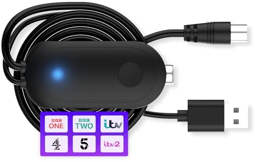 TV Booster Aerial Amplifier for HDTV – USB Powered Signal Booster with Long & Short Range Control Switch – Compatible with All Indoor Antennas – 1M USB + 0.3M TV Cable
