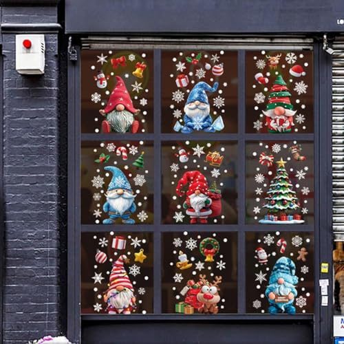 OIXEYA Adesivi Natalizi per Finestre, Stickers Natale di Babbo Natale, Decalcomanie per Addobbi Vetrine Negozio Ufficio Porte
