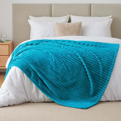 BEDELITE Kuscheldecke Flauschig Deko Decke für Bett, Türkis, 220x240 | Große XXL Fleecedecke, Cord Überwurf für Wohnzimmer und Schlafzimmer, weiche Wohndecke, Tagesdecke, das ideale Geschenk