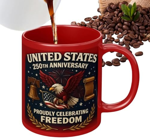 Ylnailky American Flag Mug | 250th Patriotic Drinkware | 1776-2026 Ceramic Cool Coffee Mugs | for Friend Family Dad Mother Grandparent Men Women