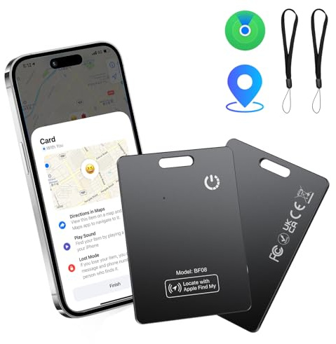 CASCHO 2 Pack Wallet Tracker Karte | MFi-zertifizierte Air Smart Tag Card, Kompatibel mit Apple Wo ist? App (nur iOS), Wiederaufladbarer Geldbörsen Tracker Karte für Wallet, Reisepässe, Gepäck,Schwarz