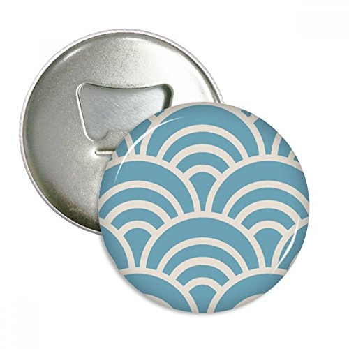 Pattern Wave Japanese Traditional Edo Round Bottle Opener Refrigerator Magnet Badge Button 3pcs Gift