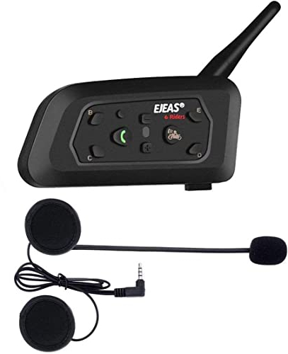 YUZEU V6 Pro Moto Casque Interphone, Bluetooth Intercom Mains Libres 6 Personnes 1200m Motocycle Casque Microphone Écouteurs Système de Communication pour Ride Alpinisme Ski (1 Pack)