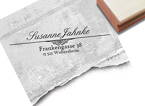 Stempel - Individueller Adressstempel VINTAGE I, Familienstempel personalisiert Anschrift Geschenk zum Geburtstag Kita Schule Hobby Beruf -zAcheR-fineT