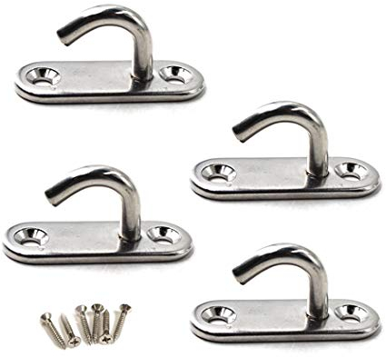 Flomore M8 Augplatte 304 Edelstahl Haken Wandmontage Haken Packung mit 4 (Schrauben enthalten)