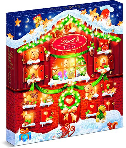 Lindt Teddy kleiner Adventskalender | 128g | Festlicher Kalender mit 24 Türchen & liebevoll gestalteter Schokolade | Schokoladen-Geschenk zu Weihnachten | Süßer Adventsgruß für Kinder & Familie