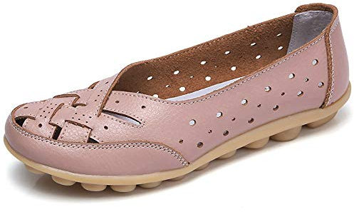 Alaso Mocassins Femmes en Cuir Casuel Confort Chaussures Plates Loafers Chaussures de Conduite été Sandales Ballerines Grande Taille 35-44