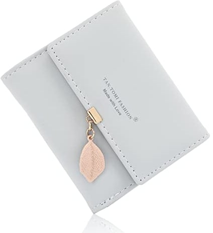 CALIYO Geldbeutel Damen aus Glattem und Weichem Synthetisches Leder Geldbörse klein Kurzformat Portemonnaie Farben mit vielen Fächern(Hellblau)