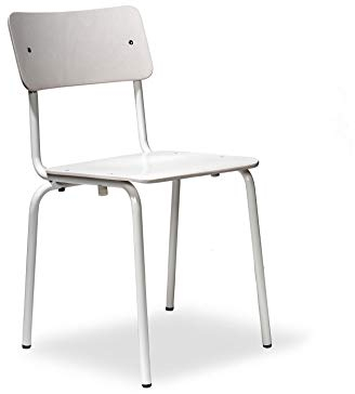 Modulor Kinderstuhl Comeback 041, stapelbarer Stuhl mit 38 cm Sitzhöhe und 68 cm Gesamthöhe, Breite x Länge: 33 cm x 33 cm, Schlichter DDR-Klassiker als Kinderholzstuhl, weiß gebeizt, lackiert (weiß)