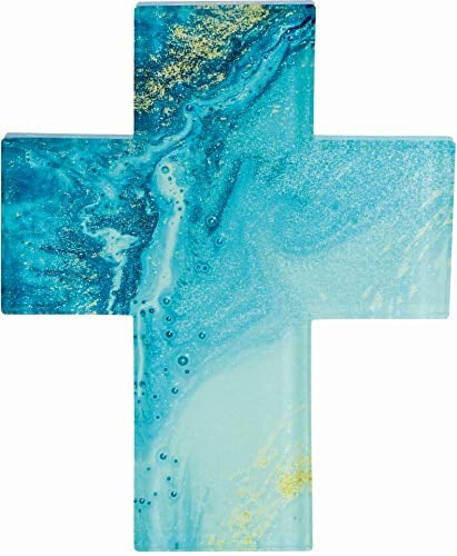 Butzon & Bercker Wandkreuz aus Glas Kreuz Kruzifix 14 cm Farbverlauf Geschenkpackung