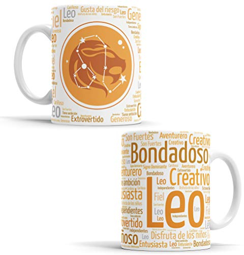 Tazas Horóscopo Leo - Tazas con Todos los Signos del Zodiaco Taza de café de Signo del Zodiaco - Regalo Ideal para Origina - Taza de cerámica de 350 ML