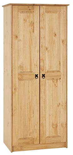 IDIMEX Armoire Barrio en pin Massif penderie pour vêtements Style Mexicain avec 2 Portes battantes, Finition teintée/cirée