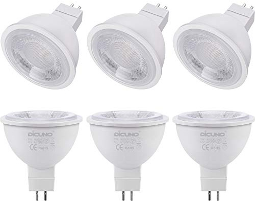 DiCUNO GU5.3 LED Lampe, 5W ersetzt 50W, Kaltweiß 6000K, 12V, 6er Pack | MR16 LED Reflektor, Spot, 380lm, 60°, Flimmerfrei, nicht dimmbar, für Einbauleuchten, Spotbeleuchtung, Vitrinen, Wohnraum