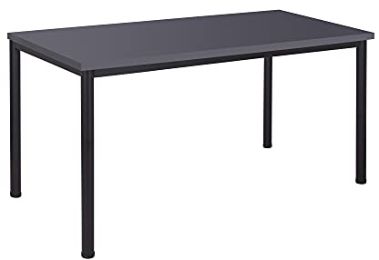 Schreibtisch u. Besprechungstisch mit schwarzem Tischgestell | Konferenztisch Bürotisch Computertisch Mehrzwecktisch Arbeitstisch PC-Tisch Homeoffice-Tisch (anthrazit, 140 x 80 x 77,5 cm)