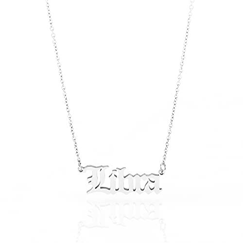 Minegreet Old English Zodiac Necklace for Women, Horoscope Birth Star Sign Letter Astrology Constellation Necklace Birthday Gift (Libra-Silver)