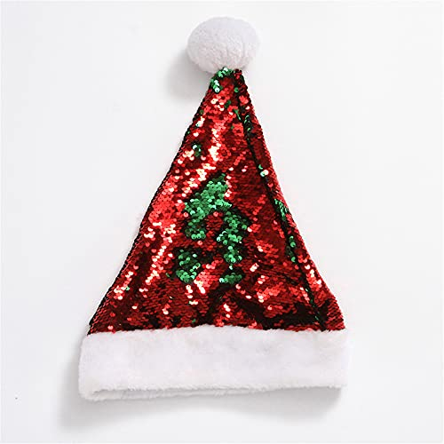 GIVBRO Weihnachtsmütze Nikolausmütze Pailletten Plüsch Kappe Xmas Kostüm Party Kopfbedeckung Familie Festliche Geschenke Verkleidung für Unisex Erwachsene