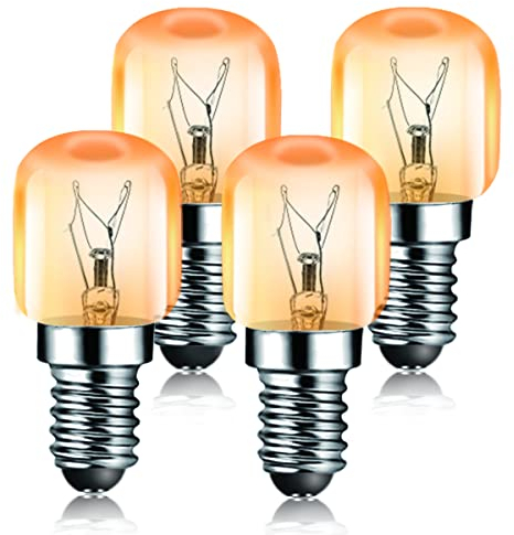EXTRASTAR 15W E14 Incandescent Bulb 2700K 70LM Small Screw Pygmy Light Bulbs for Oven, Fridge, Microwave, Salt Lamp, up to 300 Degrees, Pack of 4
