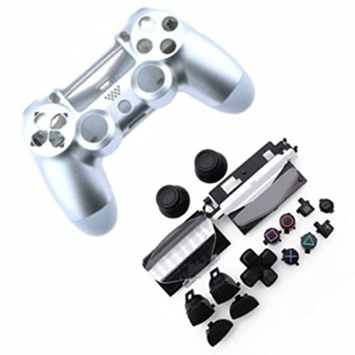 HUAYUWA Boîtier de manette de jeu en plastique (argent) avec boutons de rechange pour PlayStation 4 Slim 4.0 JDS-040 JDM-040 (version V1)