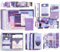 YumSur Scrapbook Zubehör Set,Scrapbooking Papier Ästhetisches mit A6 Raster Notizbuch, Scrapbooking Aufkleber, Dekoratives Schreibpapier, DIY Geschenk für Mädchen Damen Grußkarten Dekoration (Purple)