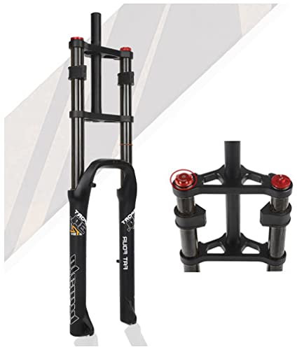 HSQMA 26x4.0'' Fat Bike Fourche À Suspension 140mm Déplacement Air Fourche Double Épaulement Réglage du Rebond QR 9mm 1-1/8 Droit Fourche Avant pour XC/DH VTT Snow E-Bike (Color : 26'' Black)