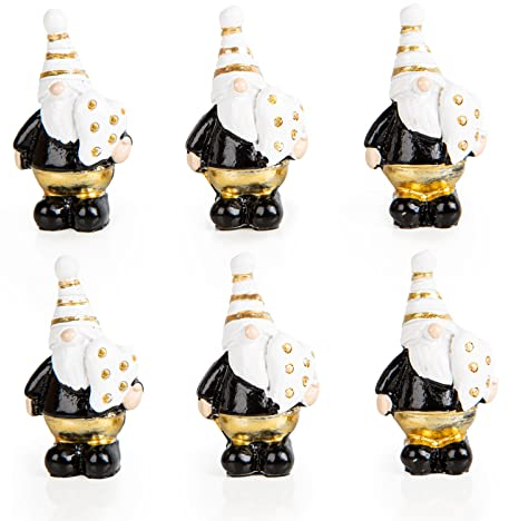 Logbuch-Verlag 6 mini Wichtel Nikolaus Santa Figuren kleine Weihnachtswichtel Geschenke mit Herz 4 cm Give-Away Weihnachten